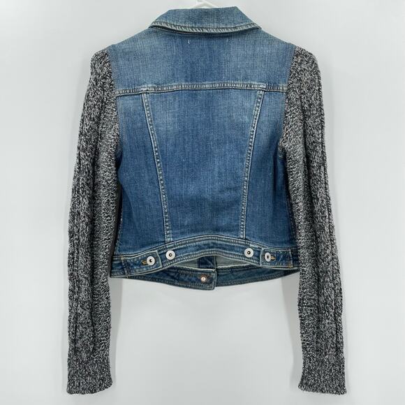 Anthropologie Pilcro  Denim Jacket With Knit Long Sleeves, Sz. XS Y2K School - Picture 3 of 6